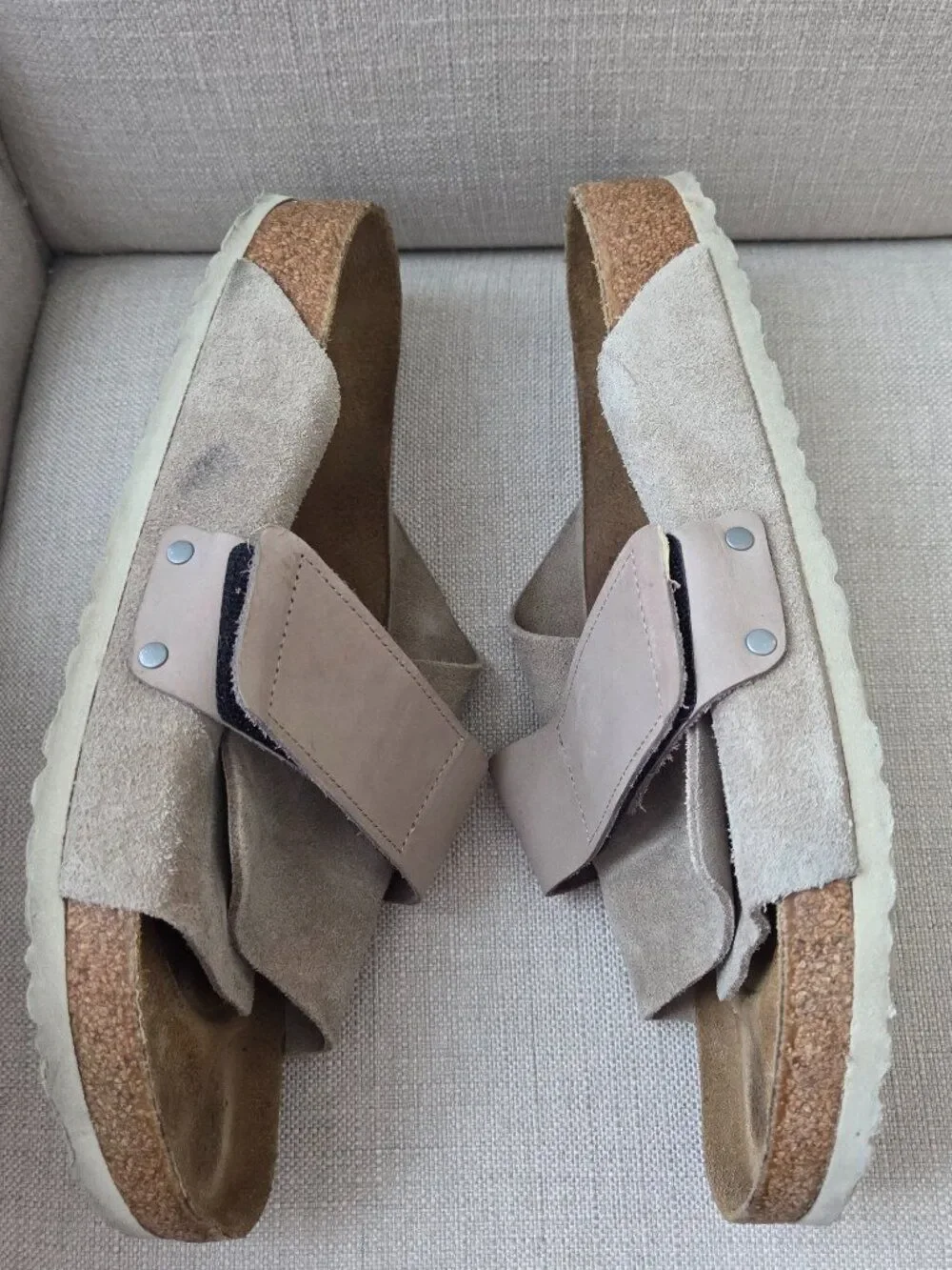 Birkenstock Kyoto Nubuck Suede Sandals Mens Size EU 46 US 13 - 13.5 Gray Slip On